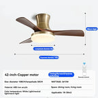 Mid-century style ceiling fan lamp, living room and dining room integrated ceiling fan light, retro quiet bedroom electric fan l