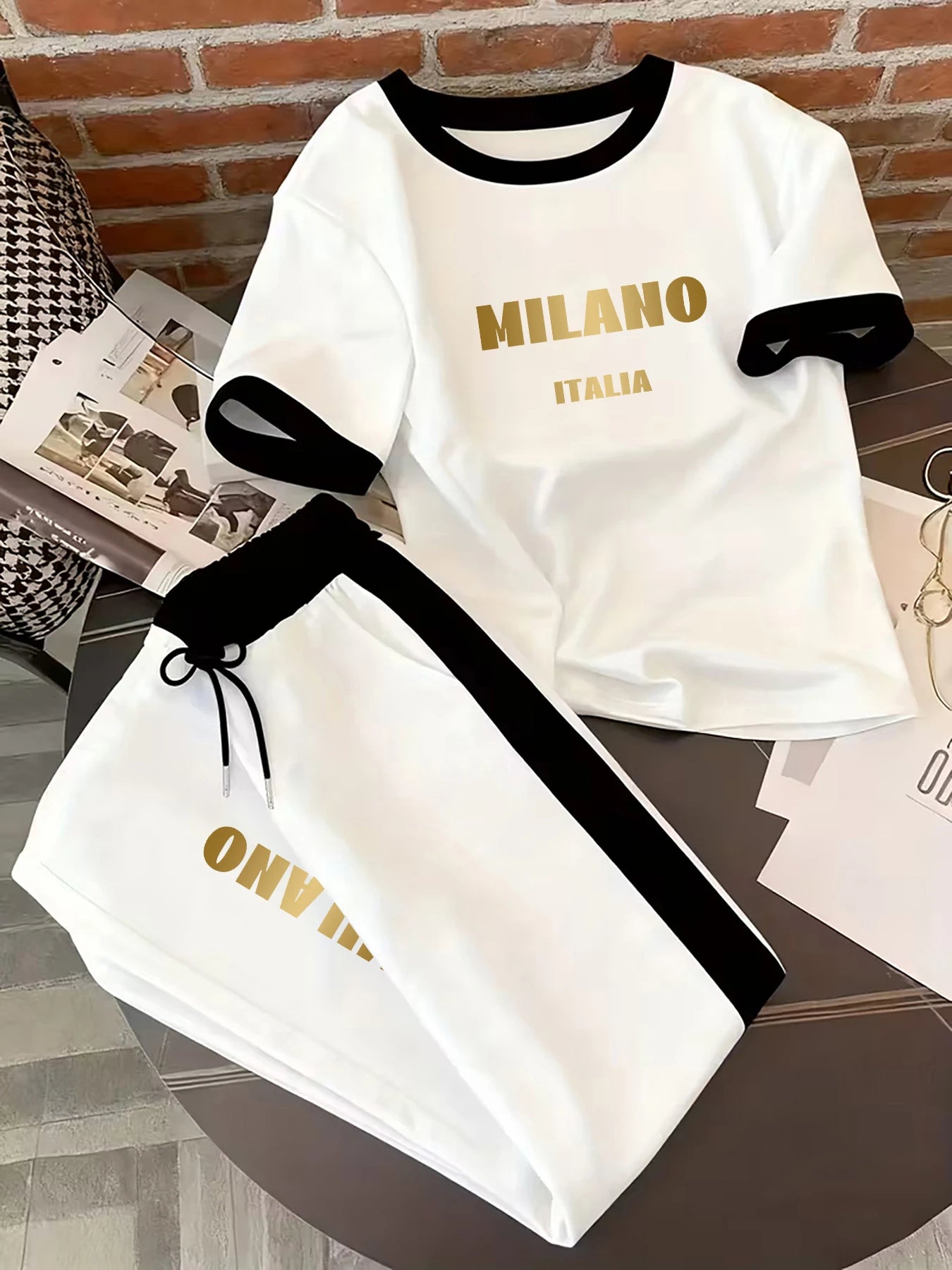 Women's Suits, Short-Sleeved Tops and Pants for Spring and Summer, Casual Sports Two-Piece Outfits for Women