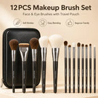 Makeup Brush Set 14PCS Soft Face Eye Cosmetic Brushes with Travel Pouch for Powder Blush Contour Foundation Eyeshadow Beauty Kit