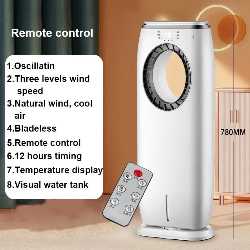 Water-Cooled Air Conditioning Fan Chiller Leafless Electric Refrigeration Cooling Remote Timer Humidifier Conditioner Cooler  EU