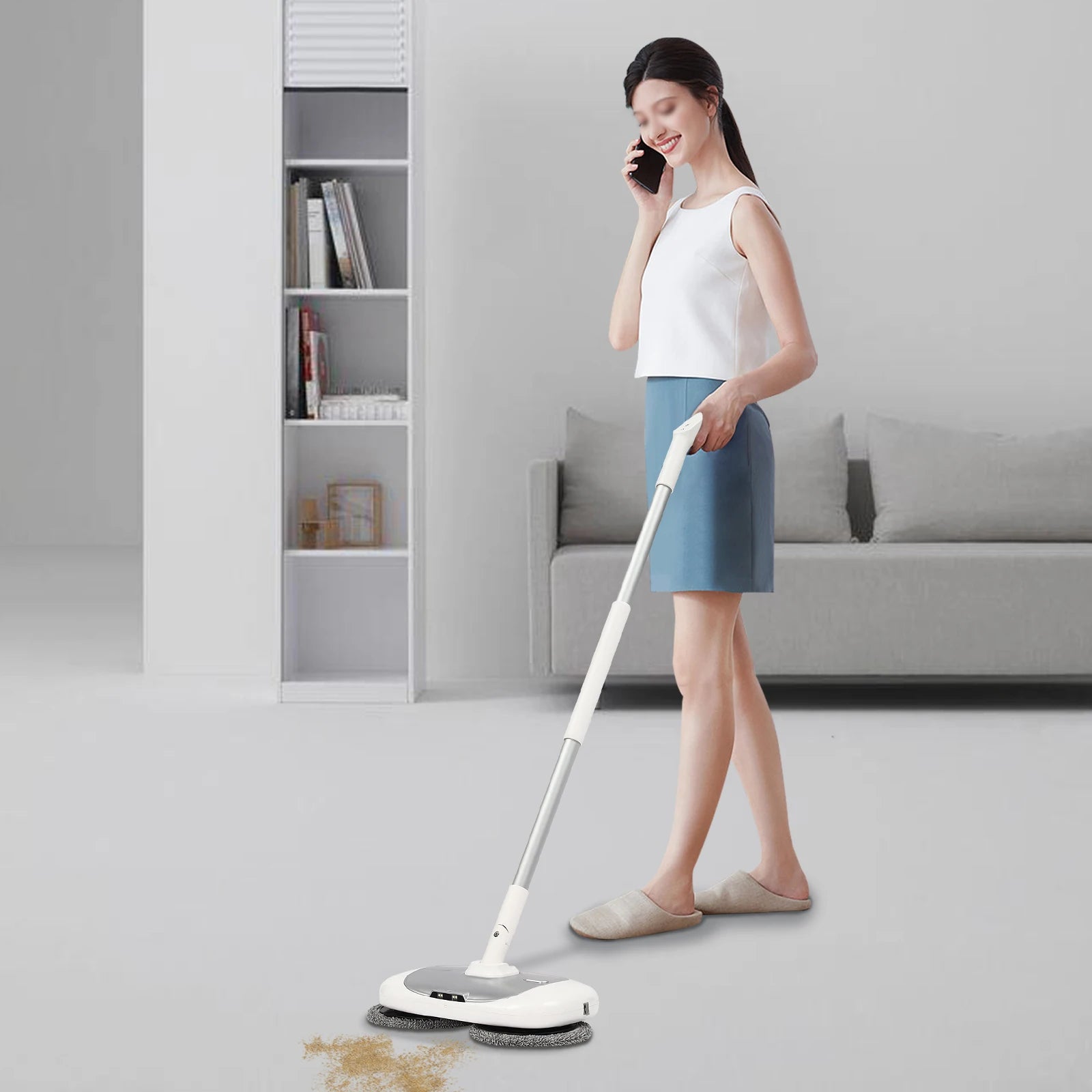 Electric Mop with Cleaning Bucket, Flexible Cordless Power Spin Mop, Low Noise Electric Mop Cleaner Set