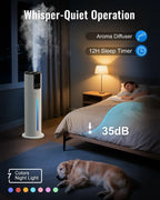 Ultra-Quiet Floor Ultrasonic Humidifier – Top-Fill Smart Air Moisturizer for Baby/Nursery, 8L Large Capacity, Auto Shut-Off