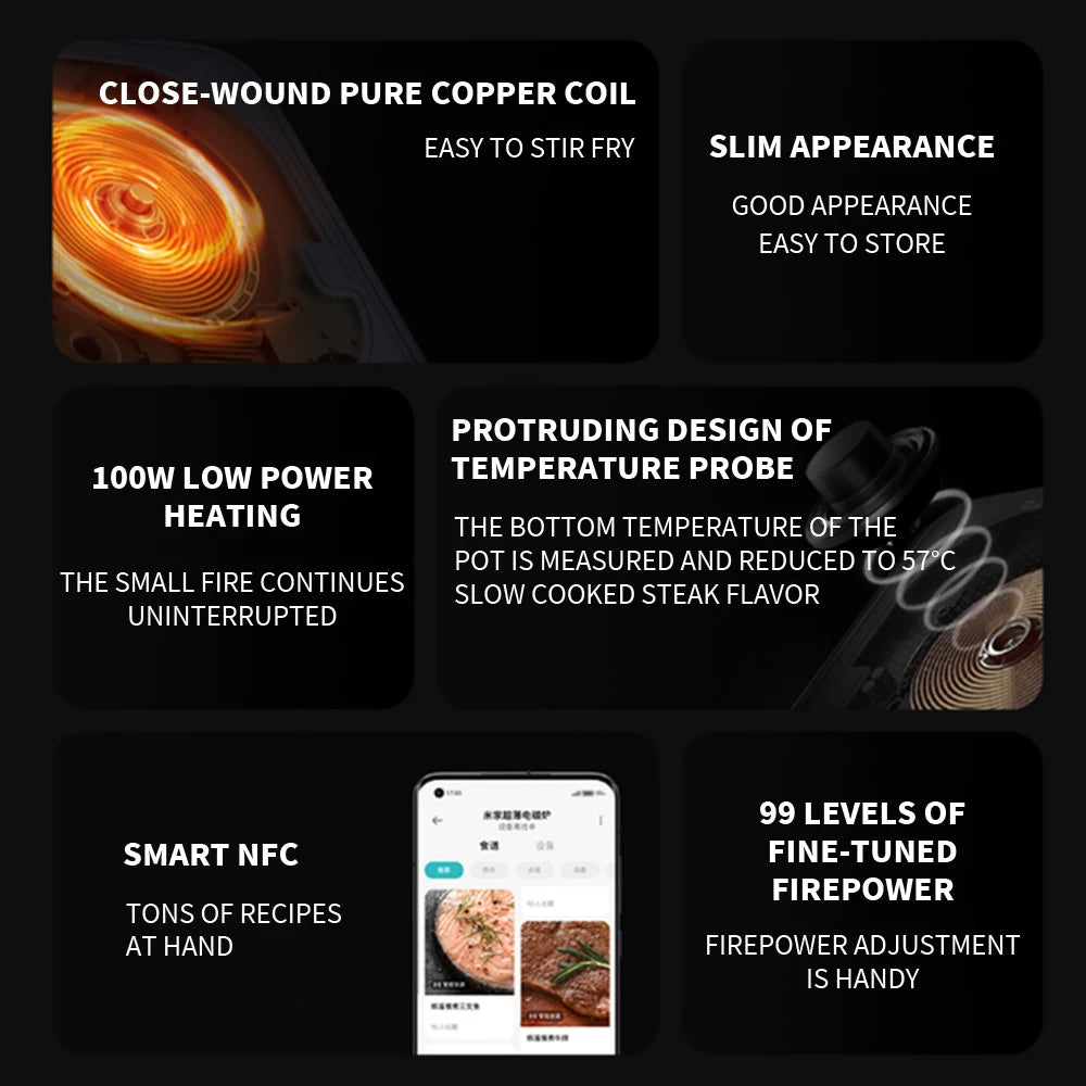 New MIJIA Ultra-thin Induction Cooker 2100W Smart Home Induction Cooker 23mm ultra-thin Induction Cooker 220V  Chinese Version