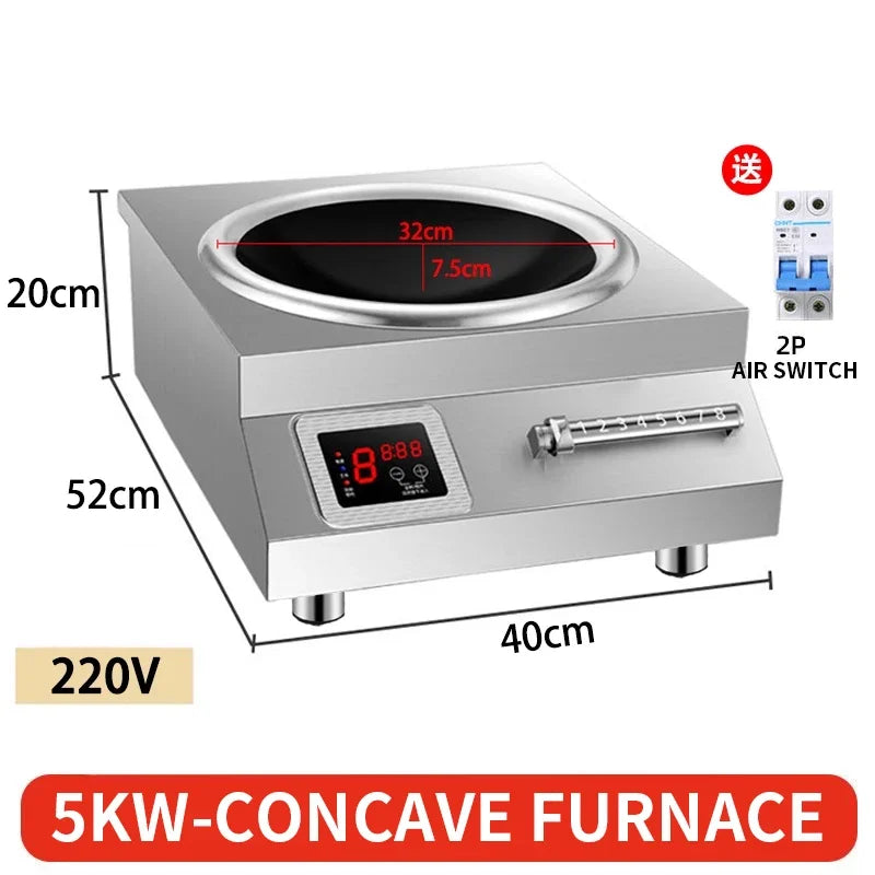 5000W/6000W High-power commercial induction cooker, Concave surface, high-power adjustment, A must-have for restaurants