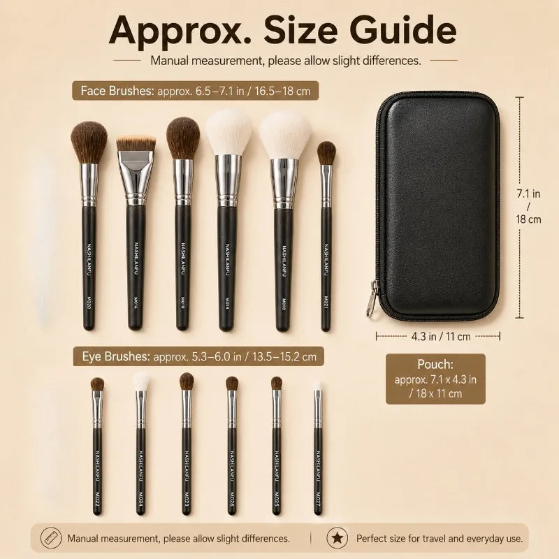 Makeup Brush Set 14PCS Soft Face Eye Cosmetic Brushes with Travel Pouch for Powder Blush Contour Foundation Eyeshadow Beauty Kit