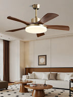 Mid-century style ceiling fan lamp, living room and dining room integrated ceiling fan light, retro quiet bedroom electric fan l